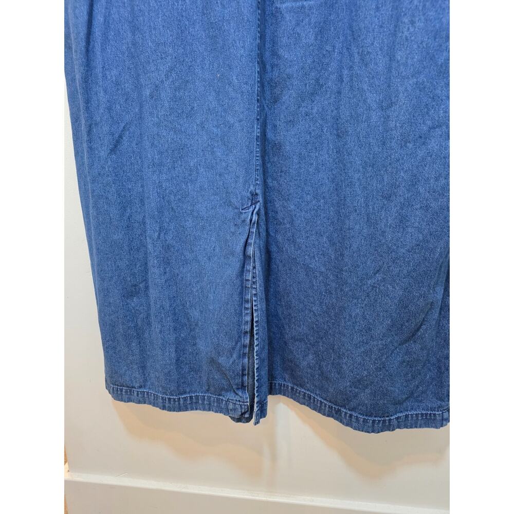 VTG Denim Jumper Dress Sz XL Embroidered Flowers Teacher Countrycore - Picture 8 of 10